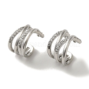 Серьги-кольца из латуни с микропаве из кубического циркония EJEW-R162-39P