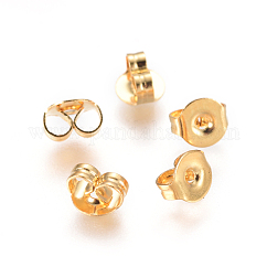 Écrous d'oreille en acier inoxydable 304 plaqués sous vide PVD, Plaqué longue durée, boucles d'oreilles papillon pour boucles d'oreilles post, or, 4.5x5x3mm, Trou: 0.7mm