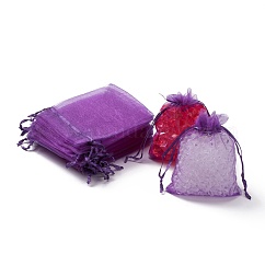 Sacchetti regalo in organza con coulisse, sacchetti regalo per bomboniere natalizie, sacchetti di organza per pot-pourri, blu viola, 12x9cm
