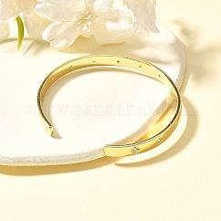 Bracelets de manchette en laiton avec micro-pavé de zircone cubique transparent, étoiles du nord, véritable 18k plaqué or, diamètre intérieur: 2-3/8 pouce (5.9 cm)
