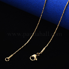 Collar de cadena de eslabones Boston de acero inoxidable 304 con revestimiento al vacío de PVD, con cierre de pinza, real 18k chapado en oro, 19.68 pulgada (50 cm) x1.2 mm