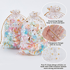 50 x Organza-Geschenkbeutel mit Kordelzug und Mond- und Stern-Motiv&nbsp;OP-BBC0001-03C-01