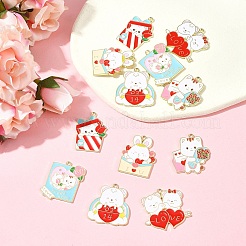 12 Stück 6 Stile Valentinstag-Legierungs-Email-Anhänger&nbsp;ENAM-FS0002-34