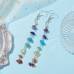 Ohrhänger mit Chakra-Thema aus natürlichen und synthetischen Edelsteinsplittern&nbsp;EJEW-JE05629-02