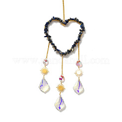 Herz natürliche Lapislazuli Chips hängende Ornamente&nbsp;HJEW-G024-01H
