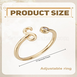 1 bague ouverte en laiton micro pavée avec zircone cubique transparente pour femme&nbsp;RJEW-LP0002-37S