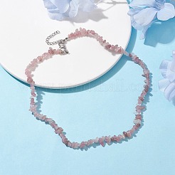 Collana di perline di quarzo rosa naturale&nbsp;NJEW-JN04615-13