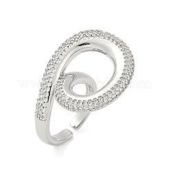 Anillos de puño de latón con micro pavé de circonita cúbica transparente para mujeres y hombres&nbsp;RJEW-Z080-04P