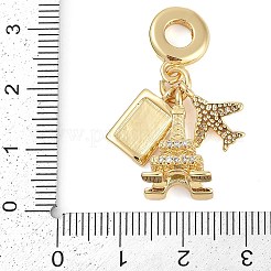 Gestellplattierung Messing klare Zirkonia europäische Anhänger&nbsp;KK-P287-18E-G