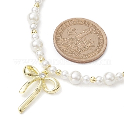 Colliers à pendentifs en perles de coquillage en alliage avec nœud papillon&nbsp;NJEW-TA00152