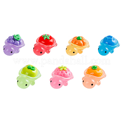 42 tortue lumineuse en résine bicolore avec décorations de fruits&nbsp;DJEW-SP0001-40