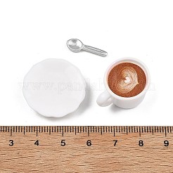 Kaffeetasse und Teller Löffel Miniaturornamente aus Kunstharz&nbsp;DOLL-F001-02B