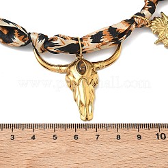 Cowboy-Halskette mit Herzanhänger aus Edelstahl 304 und natürlichem Tigerauge (Rinderstiefel)&nbsp;NJEW-F372-01G