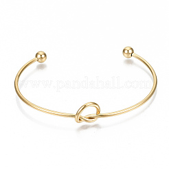 Fabrication de bracelets manchettes en acier inoxydable 304 avec nœud d'amour&nbsp;LS-MAK-S073-001G