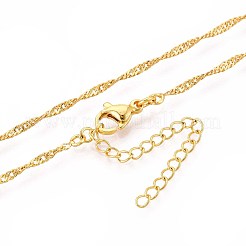 1.8 mm Messing-Ketten aus Singapur für Männer und Frauen&nbsp;NJEW-N057-02G