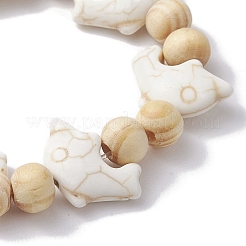 Bracelets extensibles turquoise synthétiques teints dauphin de plage&nbsp;BJEW-JB10288-02