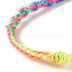 Fabrication de bracelets réglables tressés en polyester couleur arc-en-ciel pour femmes&nbsp;BJEW-F454-04