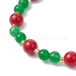 Stretch-Armbänder aus natürlich gefärbten Mashan-Jade-Edelsteinperlen&nbsp;BJEW-MZ00193