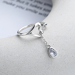 Tropfen- und ausgehöhltes Herz 925 Sterlingsilber mit klaren Zirkonia&nbsp;FS-WG374A3-01