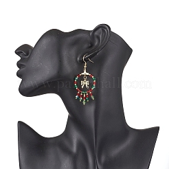 Boucles d'oreilles pendantes en perles de verre faites à la main sur le thème de Noël&nbsp;EJEW-MZ00488-02