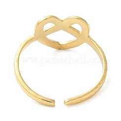 Bague ouverte en acier inoxydable 304 avec cœur creux pour femme&nbsp;RJEW-I098-05G