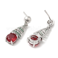 Gestellplattierte tropfenförmige Ohrstecker aus Messing mit Strassen für Damen&nbsp;EJEW-D059-08P
