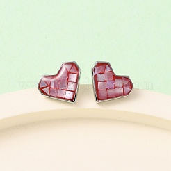 Pendientes de corazón de esmalte de latón&nbsp;EJEW-I322-06P