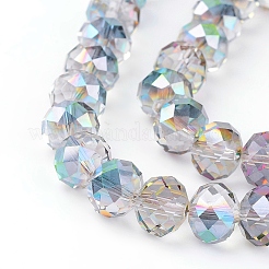 Perlas de rondelle facetado de vidrio electrochapa hebras&nbsp;X-EGLA-D020-10x8mm-15
