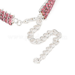 Collari per animali domestici con catena a tazza di strass in ferro regolabile a 3 fila&nbsp;AJEW-A054-01E