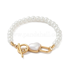 Herz-Perlenarmbänder aus 304 Edelstahl&nbsp;BJEW-L610-21G-01