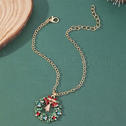 Bracelets à breloques en alliage avec couronne de Noël et cloche de Noël&nbsp;WG06691-01