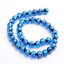 Perles rondes en verre argenté faites à la main&nbsp;FOIL-I006-10mm-02