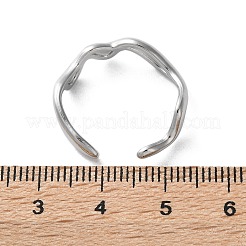Anlaufgeschützter offener Manschettenring aus 304er Edelstahl mit Wellendesign für Damen&nbsp;RJEW-C040-02P