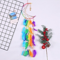 Decoraciones colgantes con borlas de plumas de luna de color arcoíris&nbsp;PW-WG92679-01
