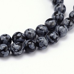 Schneeflocken-Obsidian natürliche runde Perle Stränge&nbsp;LS-G-J303-09-12mm