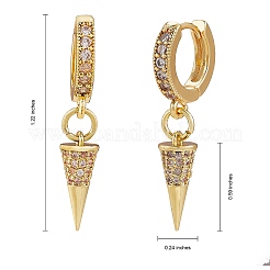 Aretes tipo argolla con gota de cono de circonita cúbica transparente&nbsp;EJEW-SW00005-09