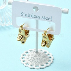 Pendientes de aro de acero inoxidable 304 con micropavé de circonita cúbica transparente para mujer&nbsp;EJEW-B112-02G-04