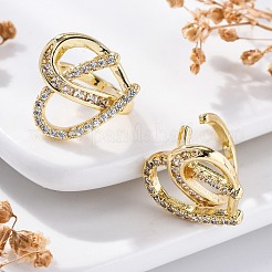 Orecchini a polsino con micro pavé di zirconi chiari in ottone placcato cremagliera&nbsp;EJEW-H147-04G