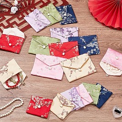18 Stück 18 Stile Aufbewahrungsbeutel aus Stoff mit Blumenmuster im chinesischen Stil für Schmuck&nbsp;AJEW-NB0005-75