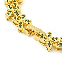 Braccialetti a maglie a farfalla da donna con placcatura in ottone e pavé di zirconi cubici&nbsp;BJEW-B110-05G-04