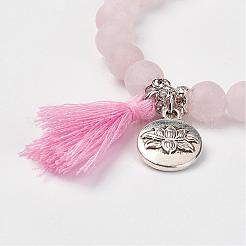 Rosa naturale perle di quarzo si estendono braccialetti&nbsp;BJEW-JB02812-02