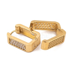 Pendientes de aro rectangulares de acero inoxidable 304 con micropavé de circonita cúbica para mujer&nbsp;EJEW-E311-02G