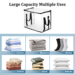 Bolsas de plástico PVC transparente de gran capacidad con cremallera y asa para guardar libros.&nbsp;ABAG-WH0045-92B