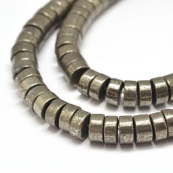 Flache runde / Scheibe natürliche Pyritperlen Stränge&nbsp;G-I126-23-6x4mm