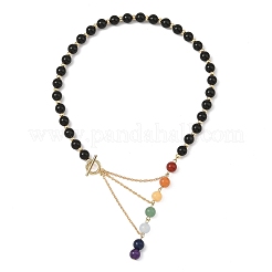 Chakra-Edelstein-Rundperlenketten mit Verschlüssen aus Edelstahl 304&nbsp;NJEW-JN06348