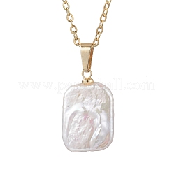 Colgante rectangular de perla barroca natural Keshi&nbsp;NJEW-JN05891