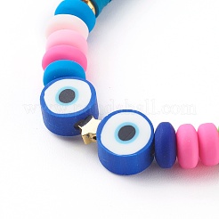 Bracelets extensibles perlés heishi en pâte polymère à la main&nbsp;BJEW-JB06139
