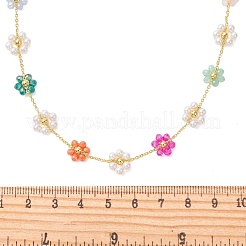 Halskette aus Messinggliedern mit Glas- und Muschelperlen&nbsp;NJEW-JN06278