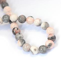 Fili di perline rotonde di diaspro zebrato rosa naturale&nbsp;G-E334-10mm-11