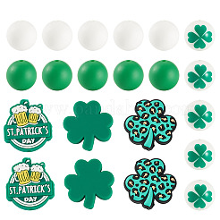 36 Stück Silikonperlen mit St. Patrick's Day-Motiv in 6 verschiedenen Ausführungen&nbsp;SIL-TA0003-48